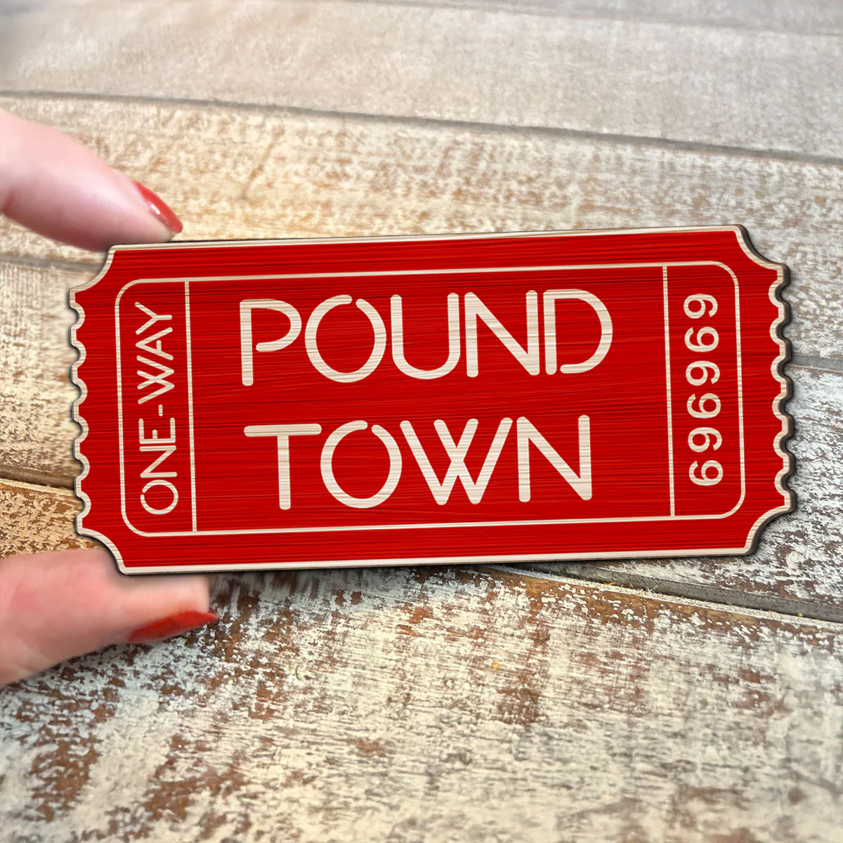 Funny Inappropriate Couple Pound Town Ticket - Personalized Wooden Ornament - Gift For Him, Gift For Her - Image 4