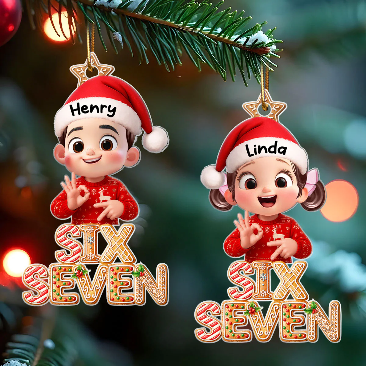 Funny Custom Six Seven 67 Gingerbread Pattern - Personalized Acrylic Ornament - Teen Slang Funny Tree Decor, Funny Teen Grandkid Gift - Image 8
