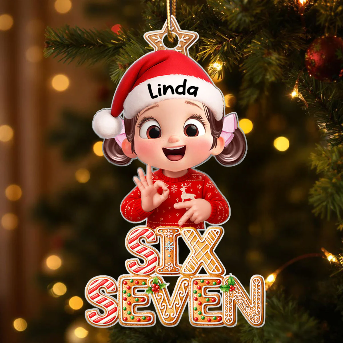 Funny Custom Six Seven 67 Gingerbread Pattern - Personalized Acrylic Ornament - Teen Slang Funny Tree Decor, Funny Teen Grandkid Gift - Image 9