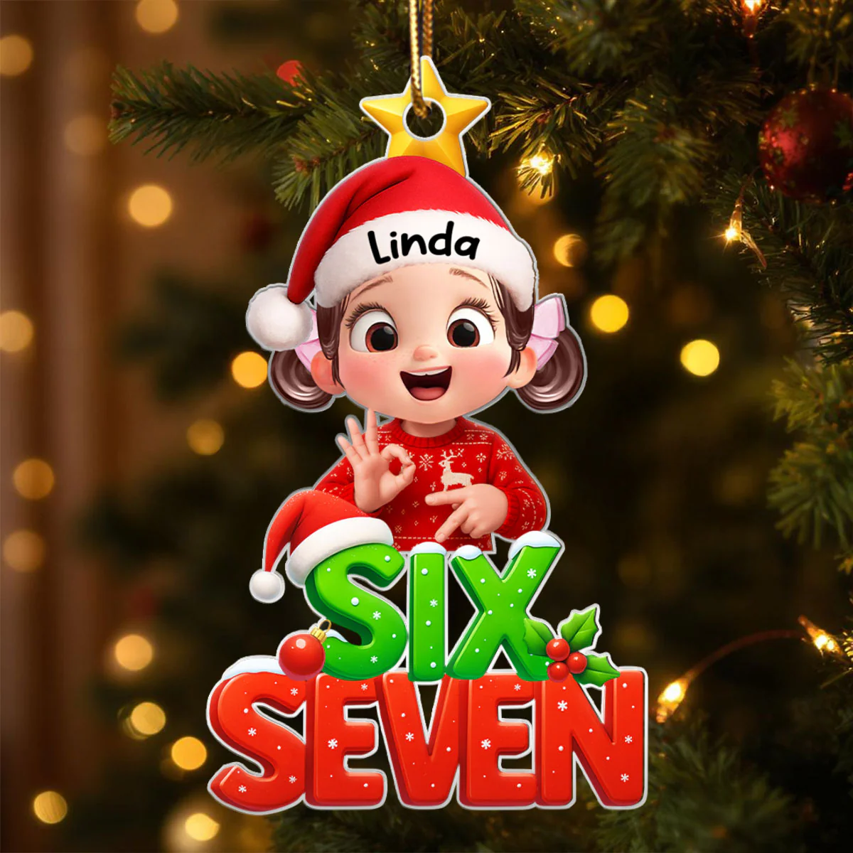 Funny Custom Six Seven 67 - Personalized Acrylic Ornament - Teen Slang Funny Tree Decor, Funny Teen Grandkid Gift - Image 4
