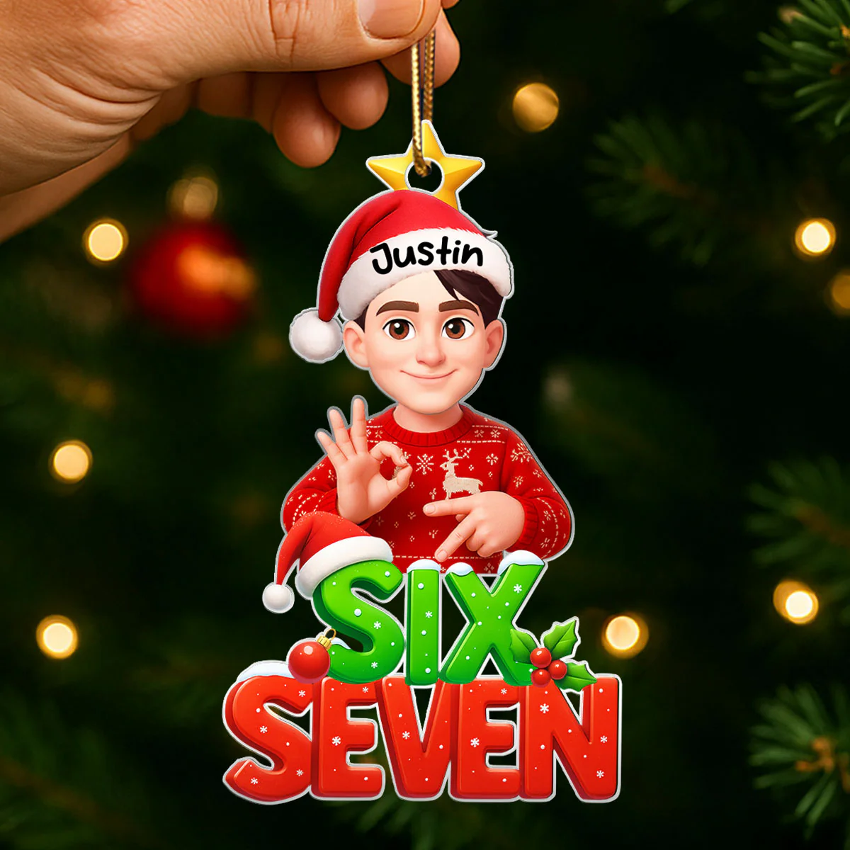Funny Custom Six Seven 67 - Personalized Acrylic Ornament - Teen Slang Funny Tree Decor, Funny Teen Grandkid Gift - Image 5