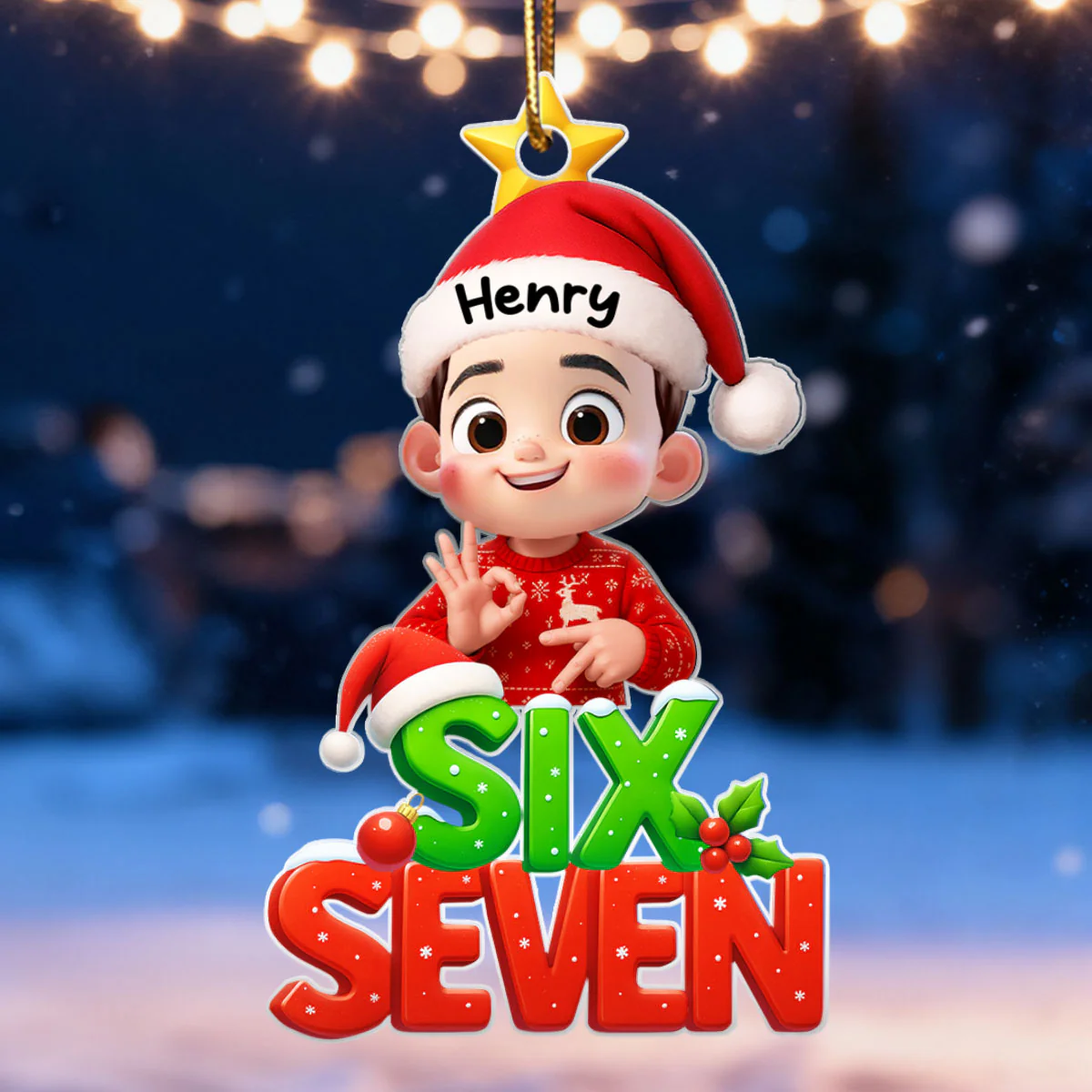 Funny Custom Six Seven 67 - Personalized Acrylic Ornament - Teen Slang Funny Tree Decor, Funny Teen Grandkid Gift - Image 6