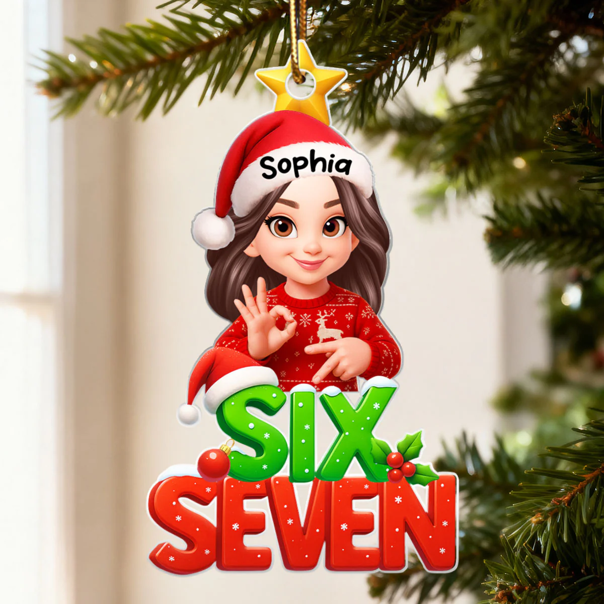 Funny Custom Six Seven 67 - Personalized Acrylic Ornament - Teen Slang Funny Tree Decor, Funny Teen Grandkid Gift - Image 7