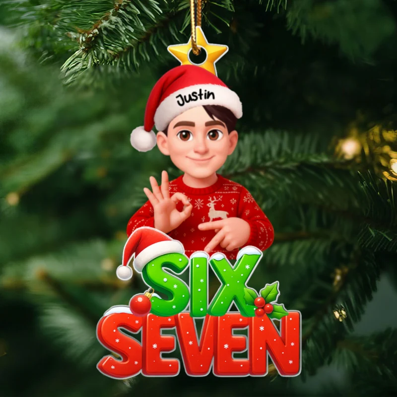 Funny Custom Six Seven 67 - Personalized Acrylic Ornament - Teen Slang Funny Tree Decor, Funny Teen Grandkid Gift - Image 9