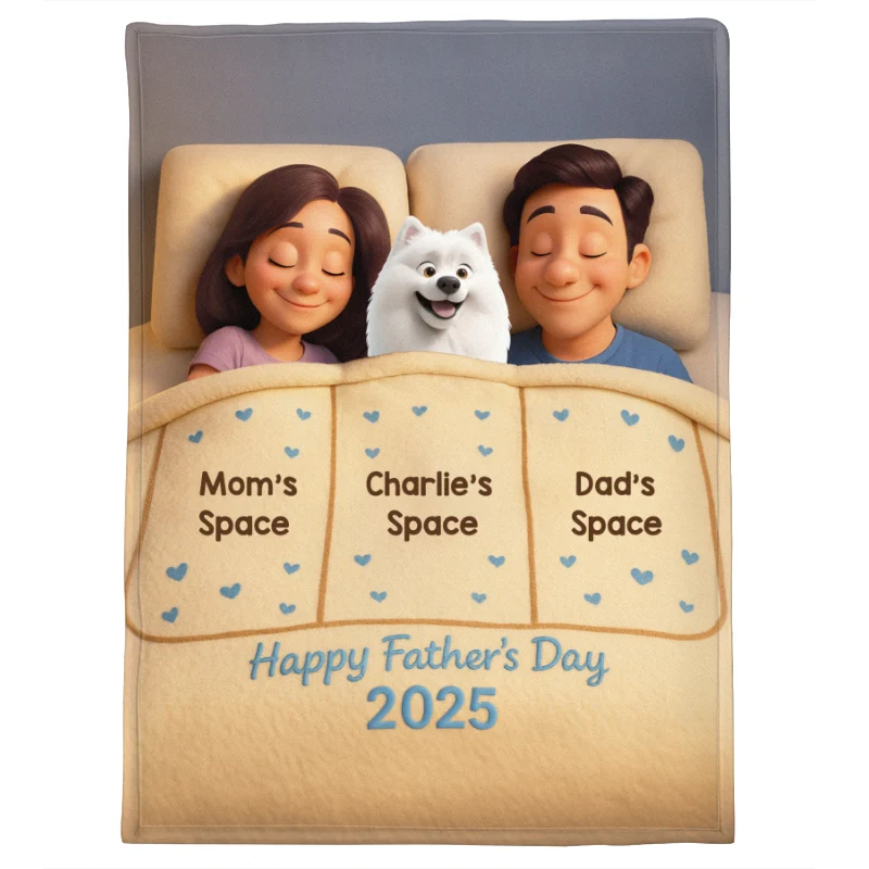 Funny Cute Cartoon Dogs In Bed Personalized Fleece Blanket, Father's Day Gift for Dog Dads - Image 8
