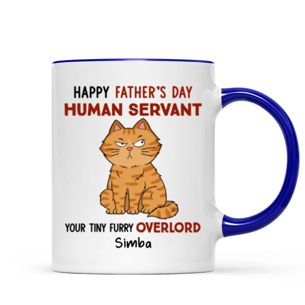Funny Cute Cats Happy Father‘s Day Human Servant Personalized Mug, Father’s Day Gift For Cat Dad - Image 8