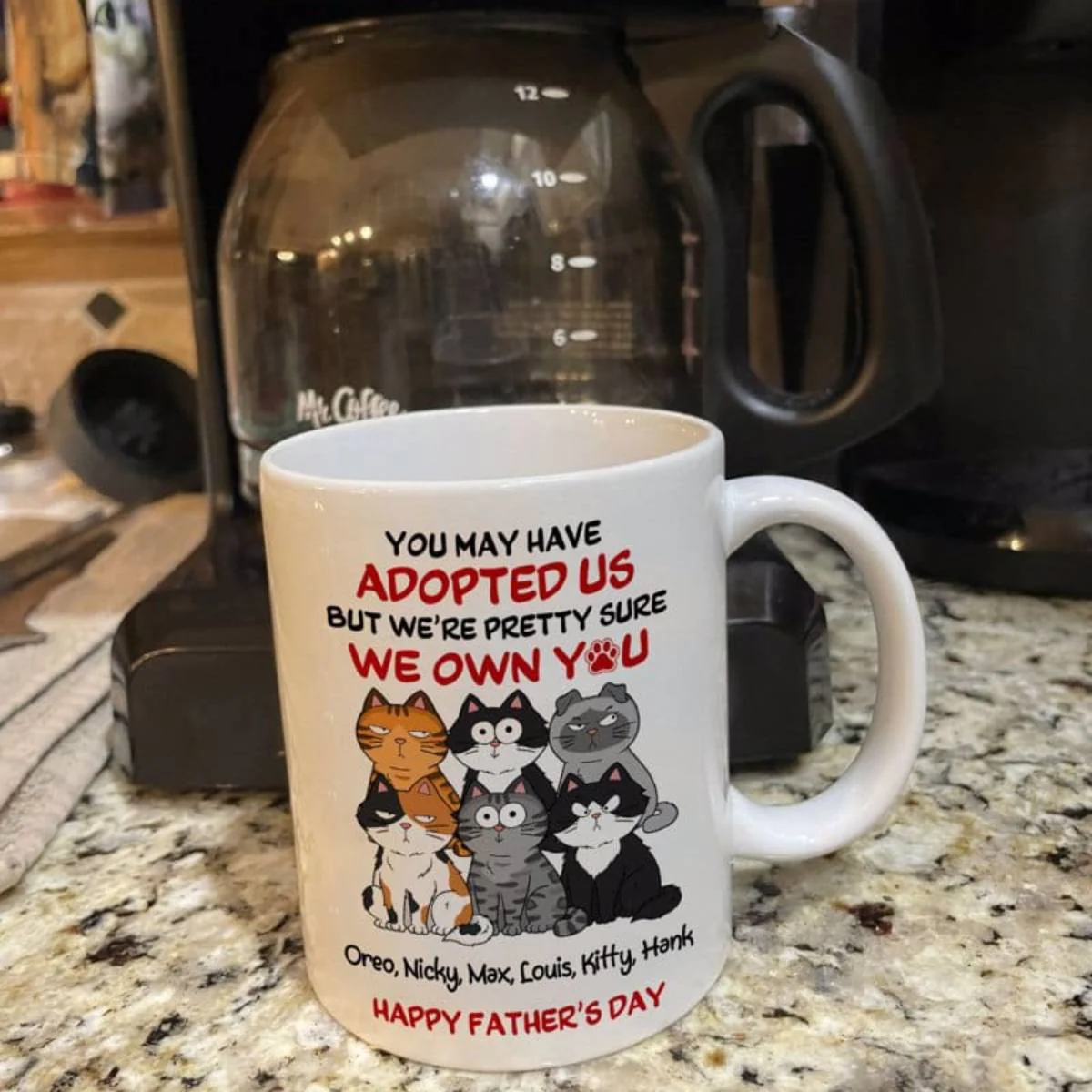 Funny Cute Cats We Own You Personalized Mug, Father’s Day Gift For Cat Dad - Image 8