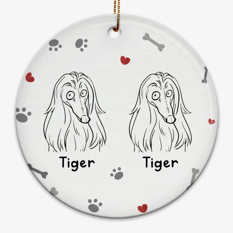 Funny Dog Portrait Christmas Personalized Circle Ornament