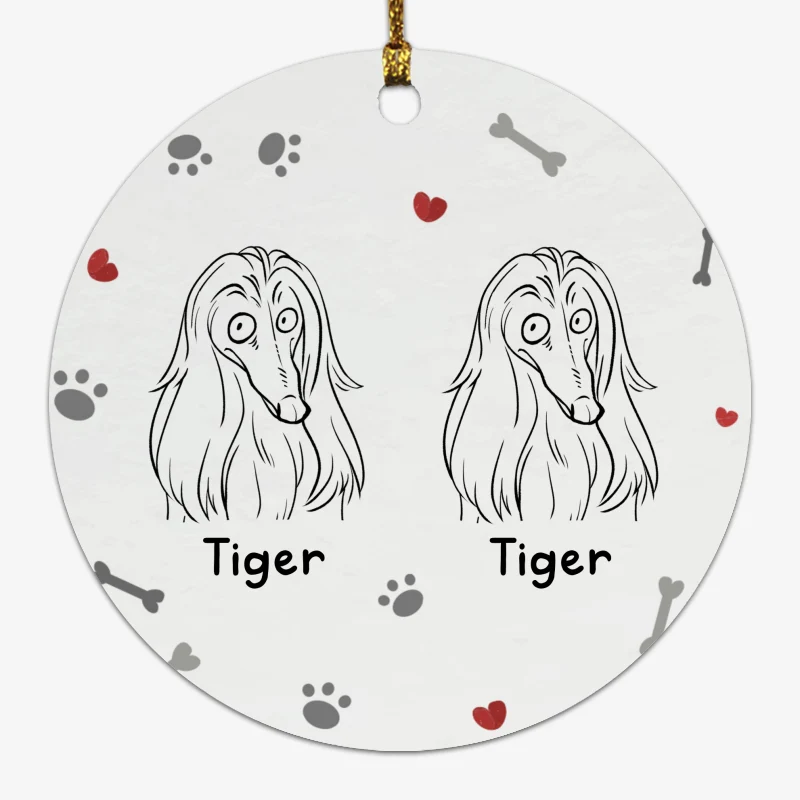 Funny Dog Portrait Christmas Personalized Circle Ornament - Image 2