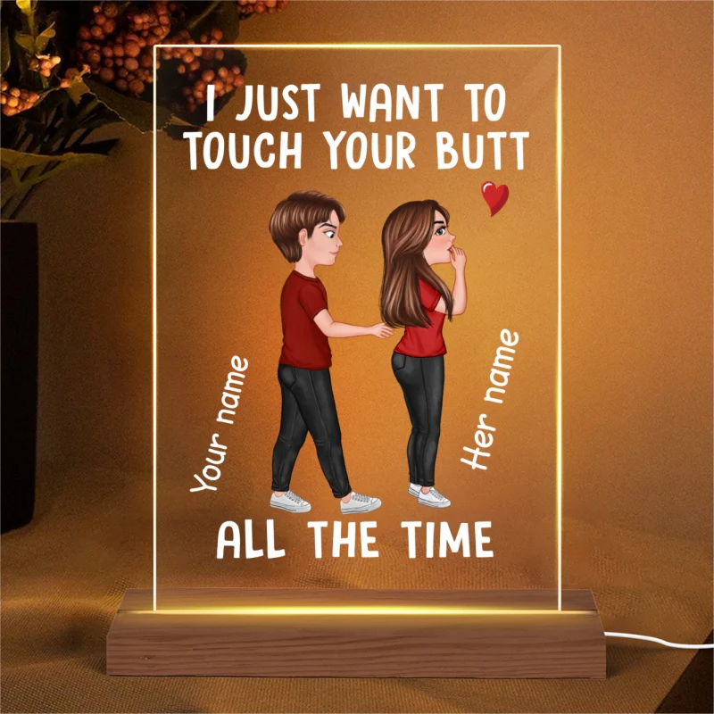 Funny Doll Couple Touch Butt Personalized Plaque LED Night Light - Gift For Him Gift For Her - Image 4