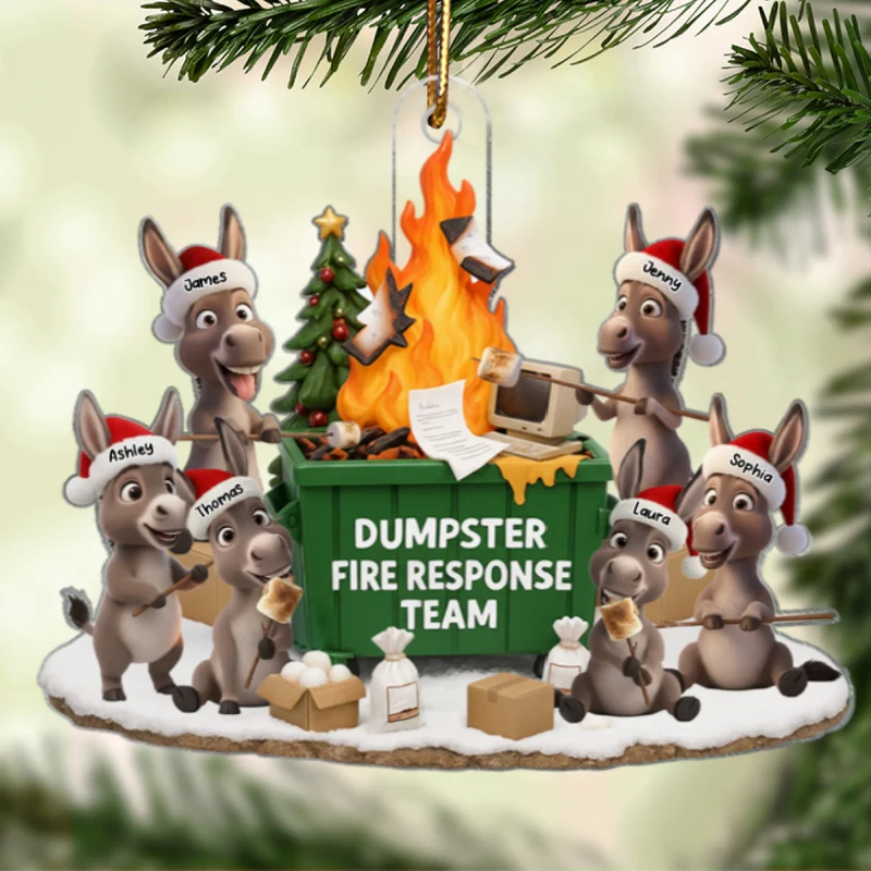Funny Donkey Dumpster on Fire Response Team - Personalized Acrylic Ornament - Funny Holiday Gift for Coworkers - Image 10