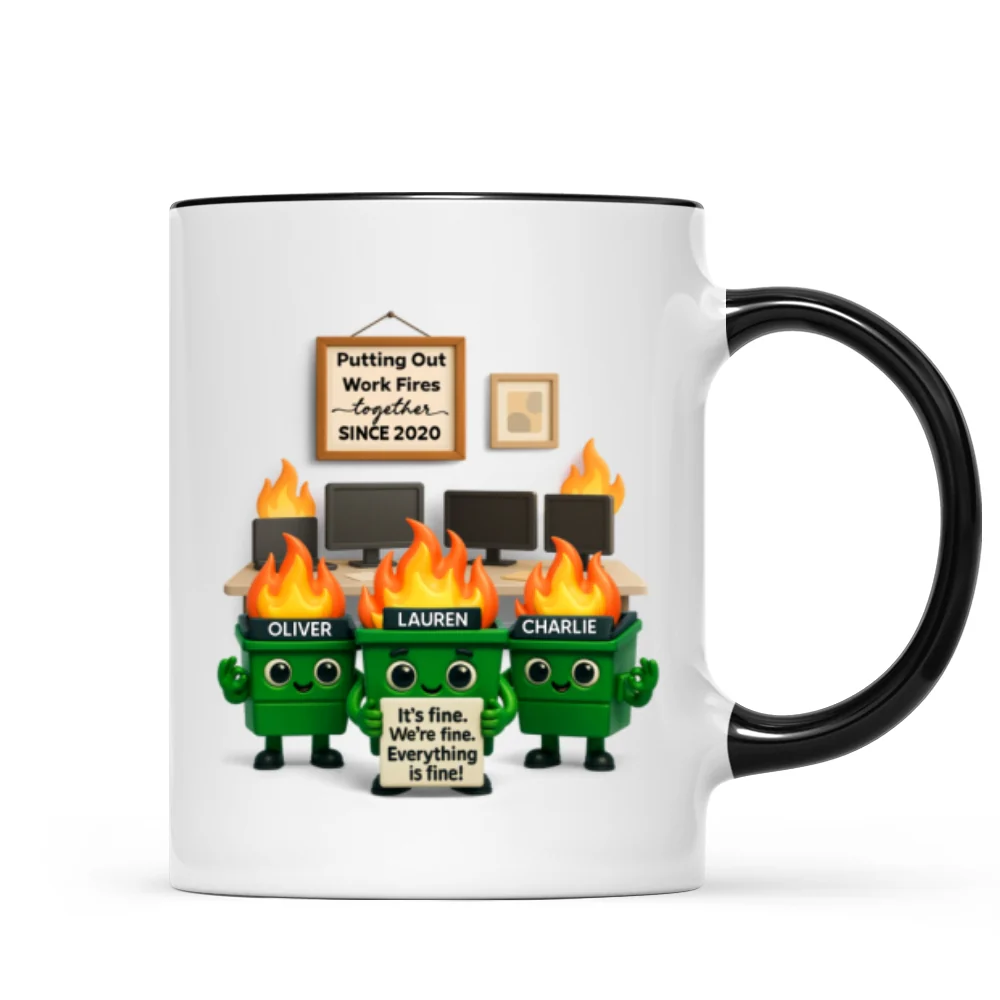 Funny Dumpster Fire Office Chaos - Personalized Mug - Funny Christmas Gift, White Elephant Gift for Coworkers - Image 10
