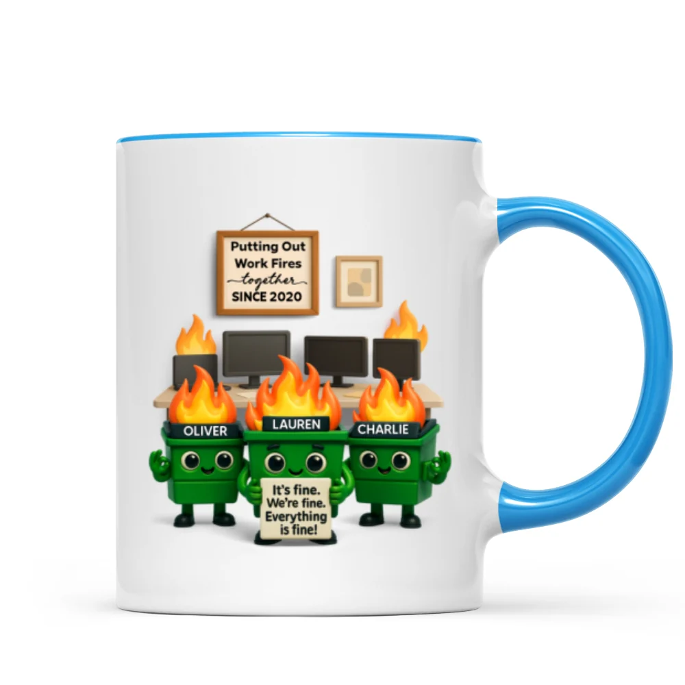 Funny Dumpster Fire Office Chaos - Personalized Mug - Funny Christmas Gift, White Elephant Gift for Coworkers - Image 13