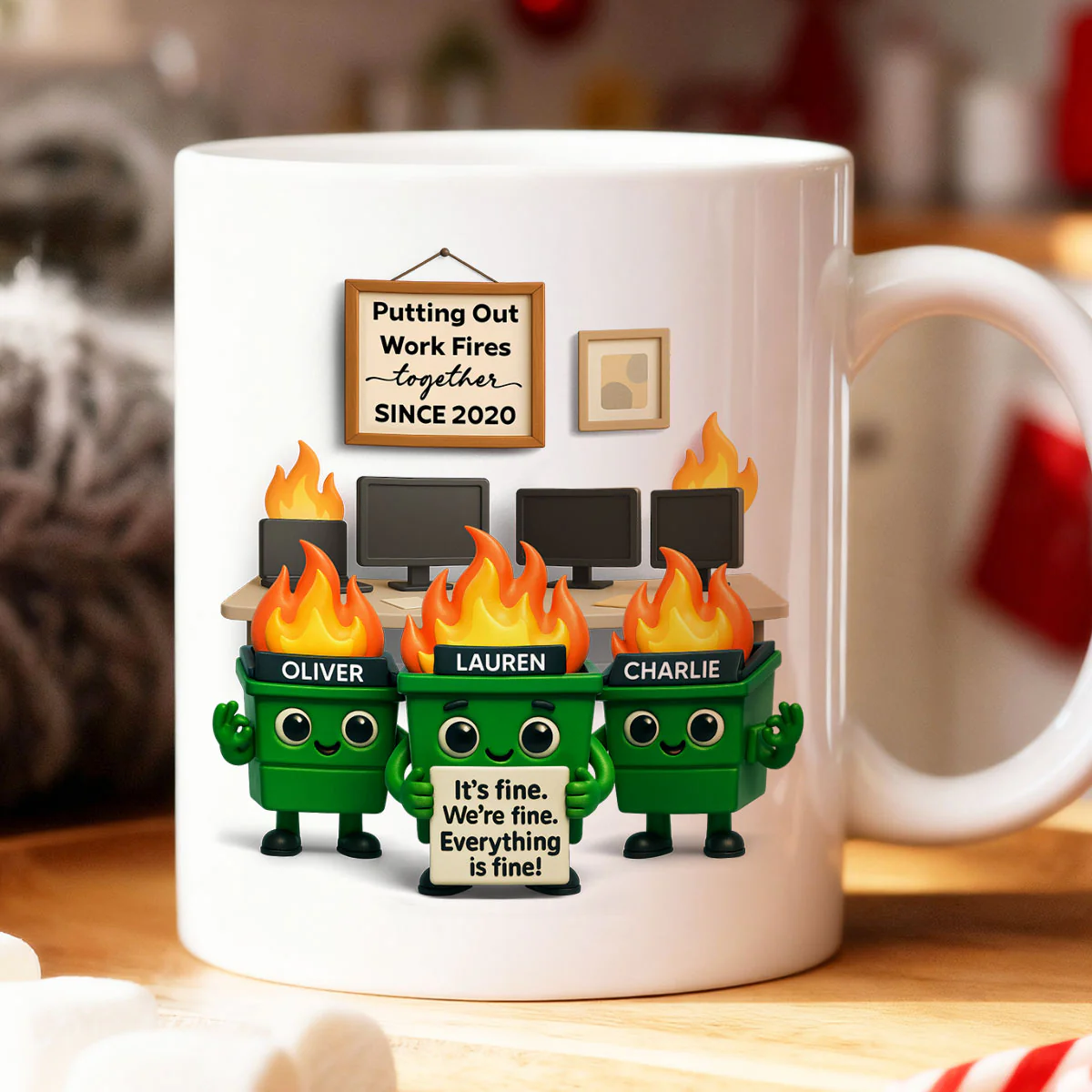 Funny Dumpster Fire Office Chaos - Personalized Mug - Funny Christmas Gift, White Elephant Gift for Coworkers - Image 8