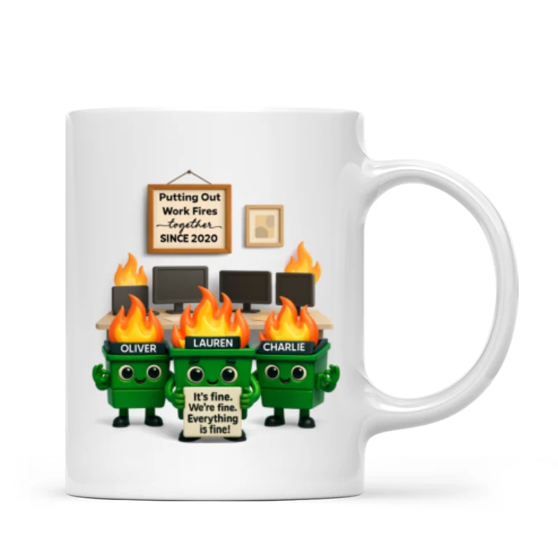 Funny Dumpster Fire Office Chaos - Personalized Mug - Funny Christmas Gift, White Elephant Gift for Coworkers - Image 9