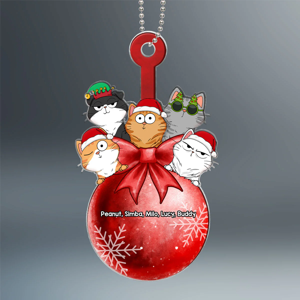 Funny Expression Cats Holding On Christmas Ornament Personalized Acrylic Ornament - Image 2