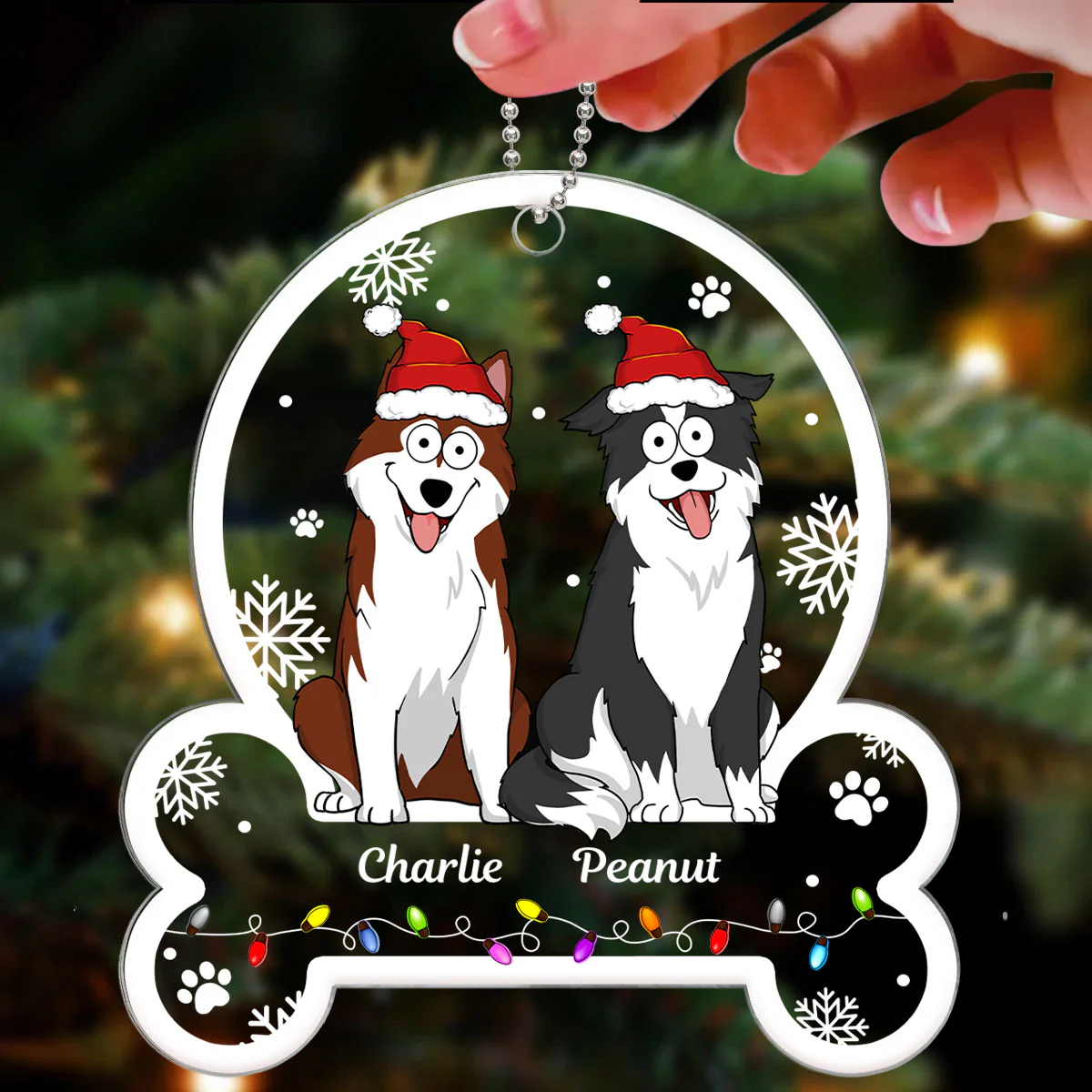 Funny Expression Dogs In Bone Shaped Personalized Acrylic Ornament - Image 3