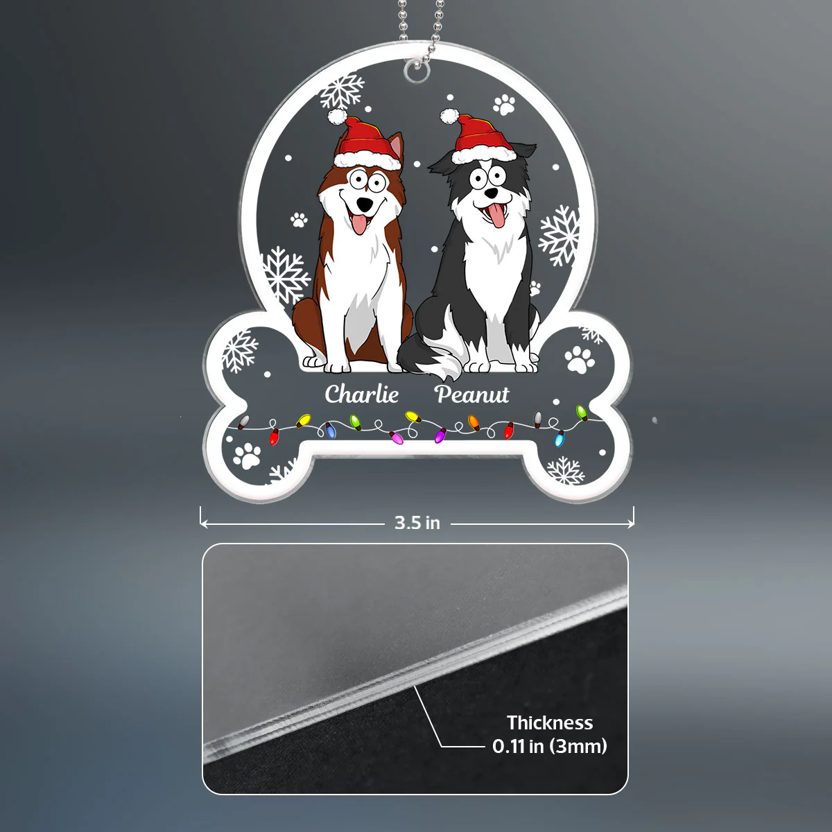 Funny Expression Dogs In Bone Shaped Personalized Acrylic Ornament - Image 4