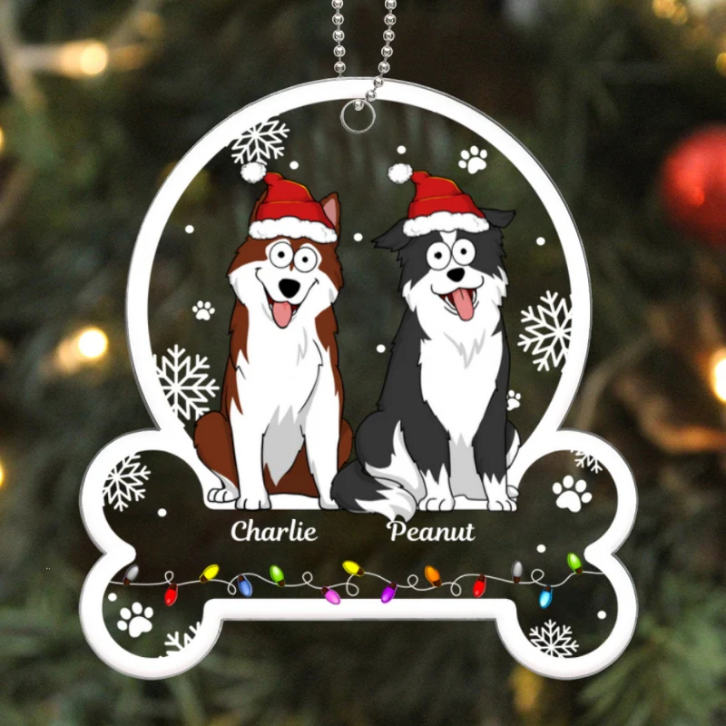 Funny Expression Dogs In Bone Shaped Personalized Acrylic Ornament - Image 5