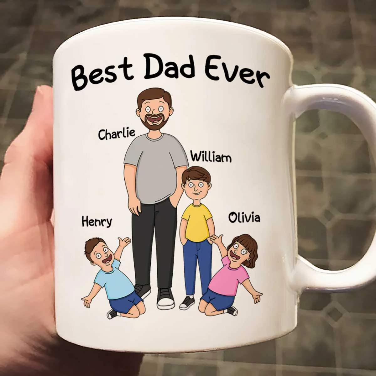 Funny Family Style Dad And Kids Best Dad Ever Personalized Mug - Image 6