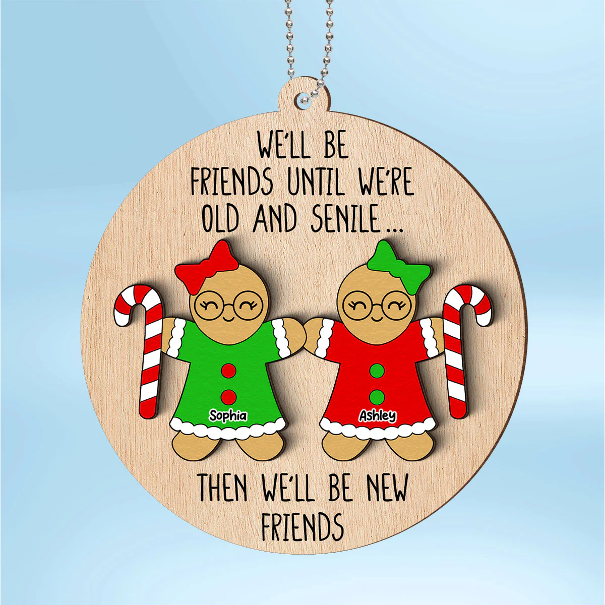 Funny Friend Personalized 2-Layer Wooden Ornament, Christmas Gift For Best Friends - Image 3