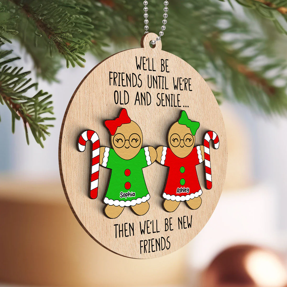 Funny Friend Personalized 2-Layer Wooden Ornament, Christmas Gift For Best Friends - Image 4