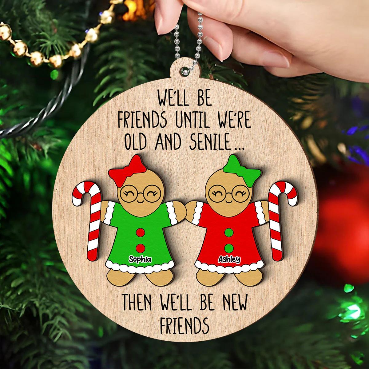 Funny Friend Personalized 2-Layer Wooden Ornament, Christmas Gift For Best Friends - Image 5