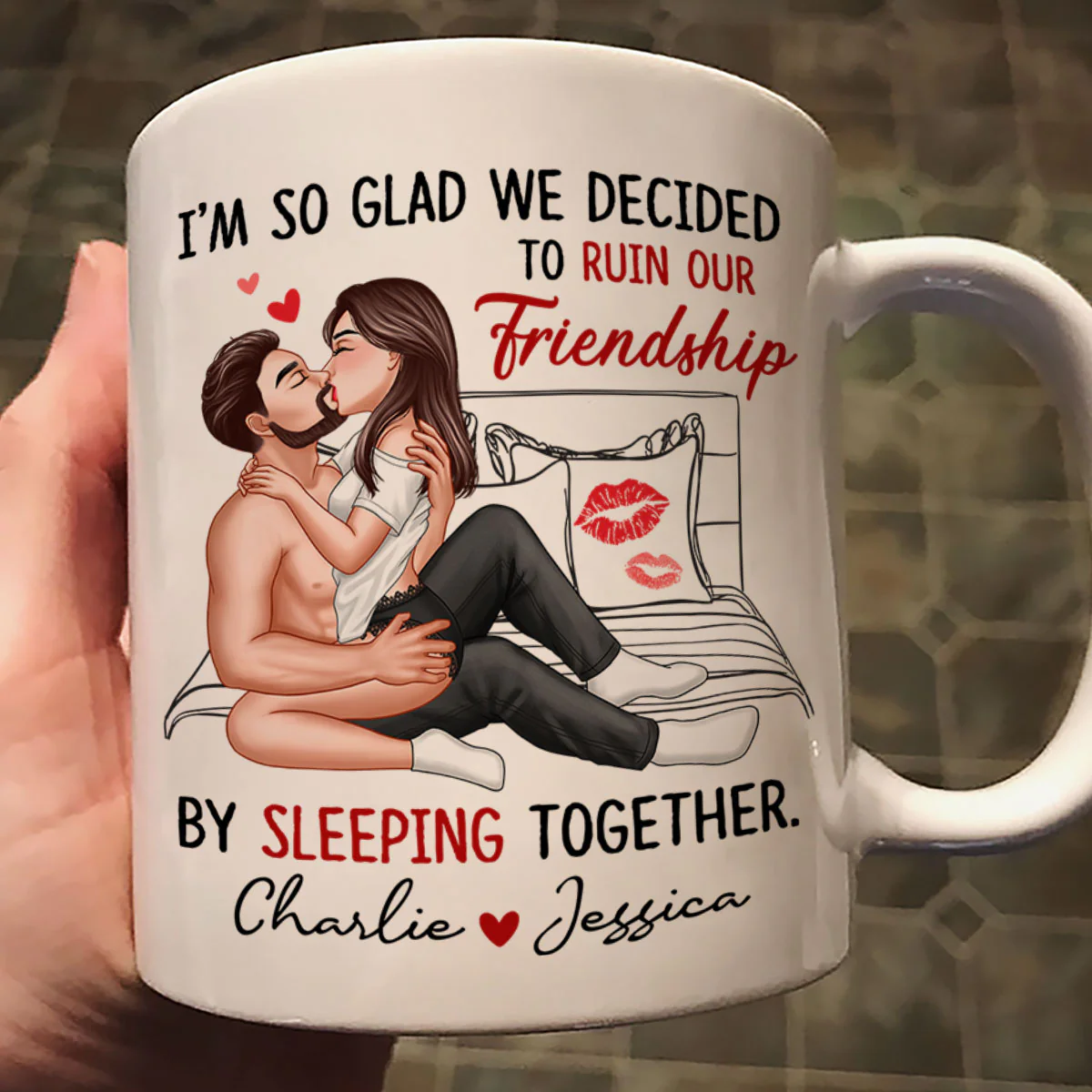 Funny Gift For Couple I‘m So Glad We Ruined Our Friendship Sexy Kissing Couple Personalized Mug - Image 2