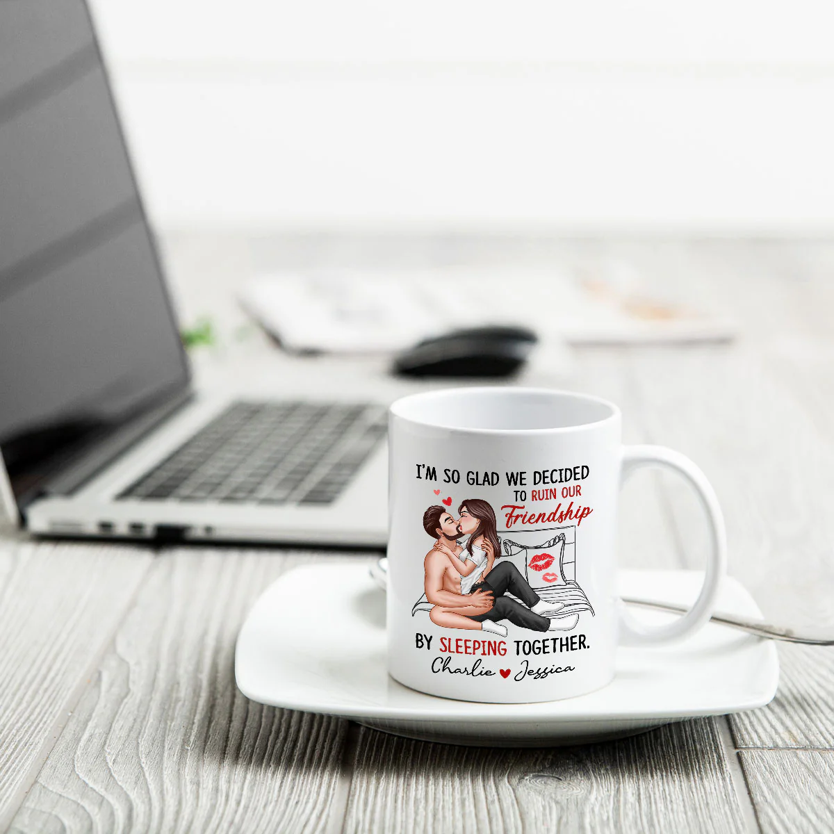 Funny Gift For Couple I‘m So Glad We Ruined Our Friendship Sexy Kissing Couple Personalized Mug - Image 4
