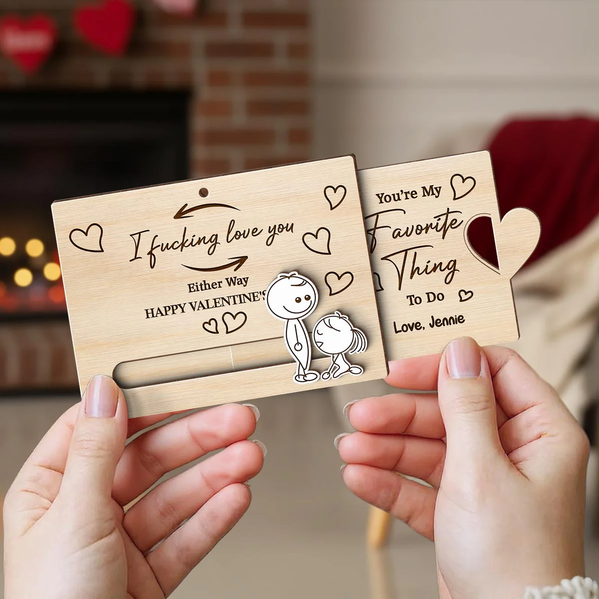 Funny Inappropriate Couple I Fcking Love You - Personalized Wooden Slider Ornament - Valentine's Day Gift For Him, For Her - Image 4