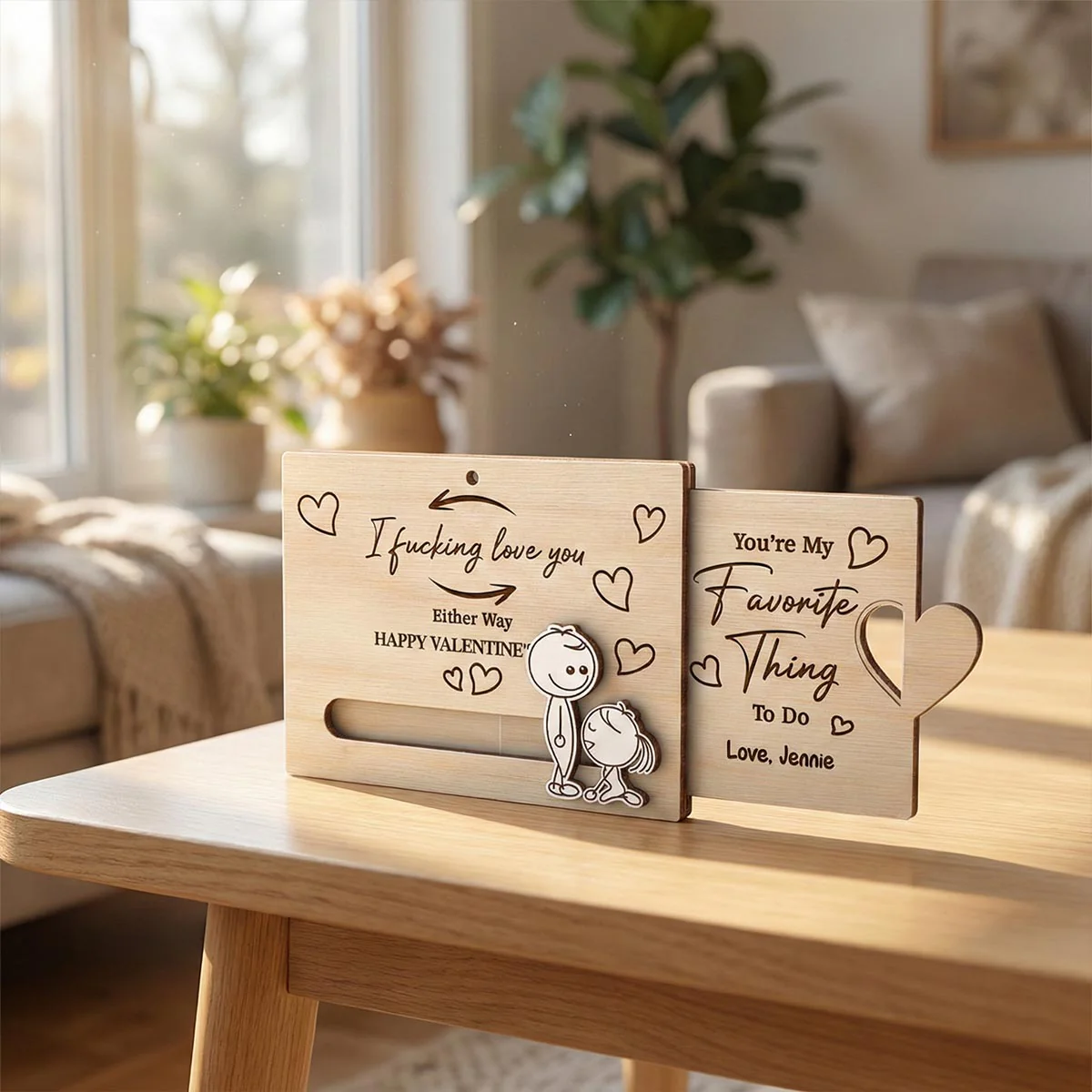 Funny Inappropriate Couple I Fcking Love You - Personalized Wooden Slider Ornament - Valentine's Day Gift For Him, For Her - Image 5
