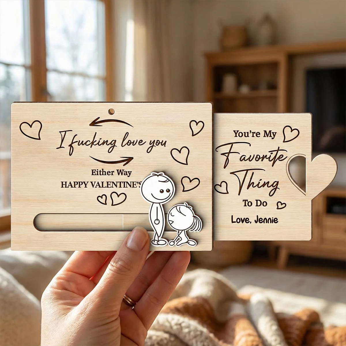 Funny Inappropriate Couple I Fcking Love You - Personalized Wooden Slider Ornament - Valentine's Day Gift For Him, For Her - Image 6