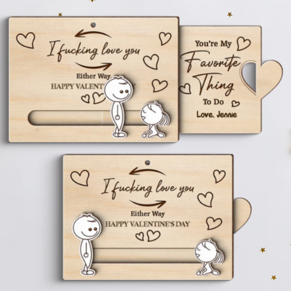 Funny Inappropriate Couple I Fcking Love You - Personalized Wooden Slider Ornament - Valentine's Day Gift For Him, For Her - Image 9