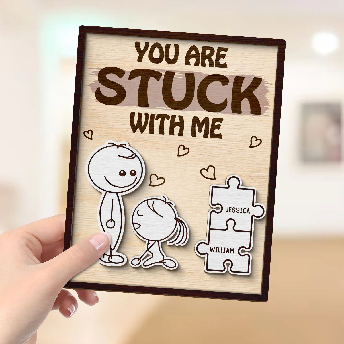 Funny Inappropriate Couple You Make Me Cumplete - Personalized 2-Layered Wooden Plaque - Funny Valentine's Day Gift For Couple - Image 4