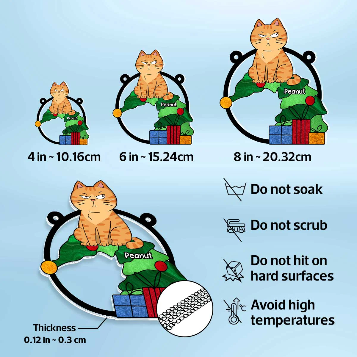 Funny Naughty Cat On Falling Christmas Tree Personalized Suncatcher, Christmas Decoration - Image 8