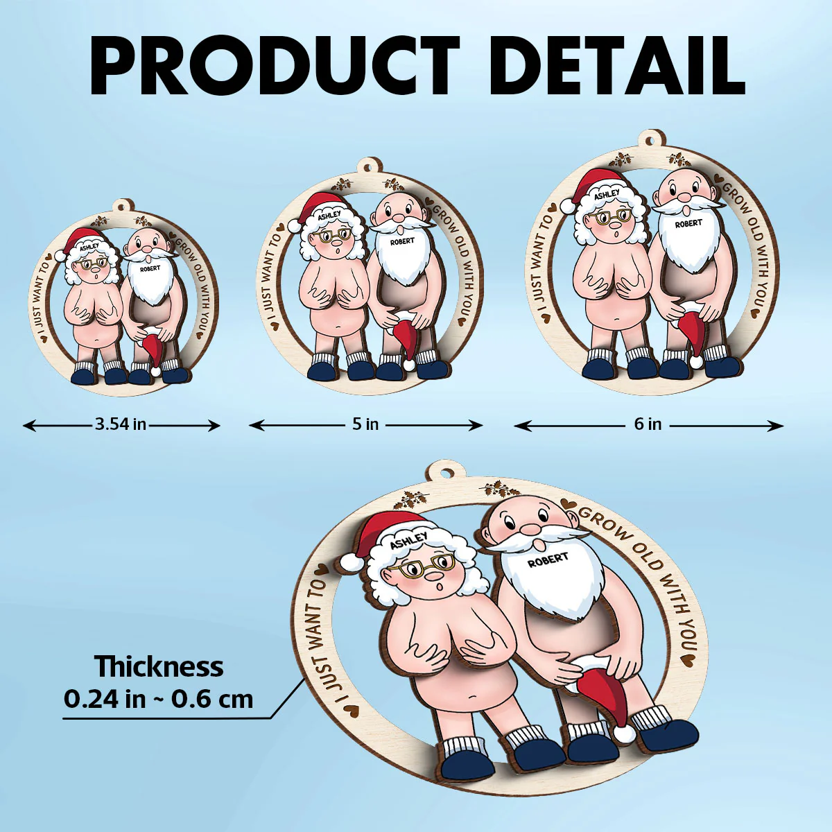 Funny Old Couple - Personalized 3-Layered Wooden Ornament - Gift for Him, Gift for Her - Image 7