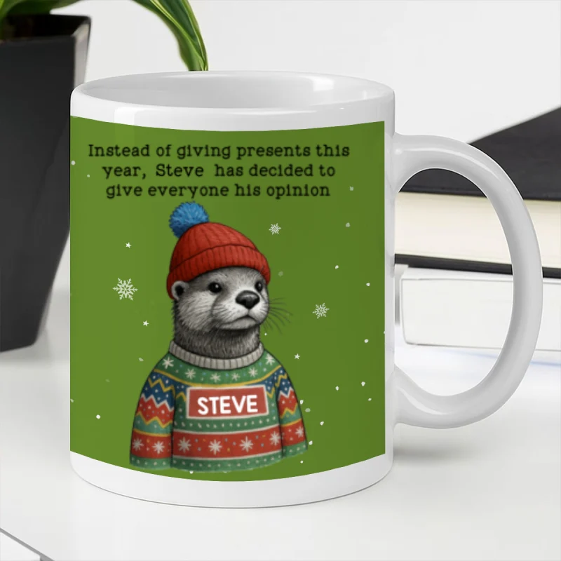 Funny Otter Christmas White Elephant Gift Exchange - Personalized Mug - Office Humor, Secret Santa - Image 7