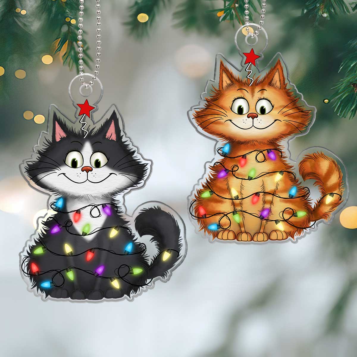 Funny Quirky Cat Personalized Custom Shape Acrylic Ornament, Christmas Gift For Cat Mom, Cat Dad - Image 5