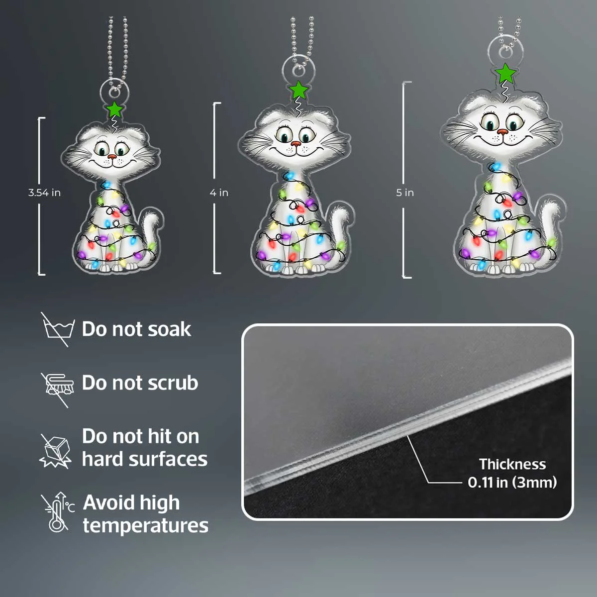 Funny Quirky Cat Personalized Custom Shape Acrylic Ornament, Christmas Gift For Cat Mom, Cat Dad - Image 7