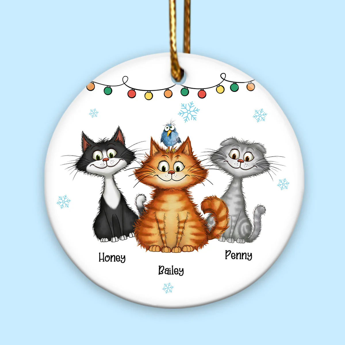 Funny Quirky Cats Personalized Ceramic Ornament, Christmas Gift For Cat Lovers - Image 2