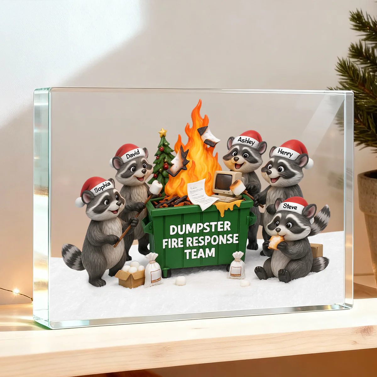 Funny Raccoon Dumpster on Fire Response Team - Personalized Acrylic Block Plaque - Funny Holiday Gift for Coworkers - Image 3