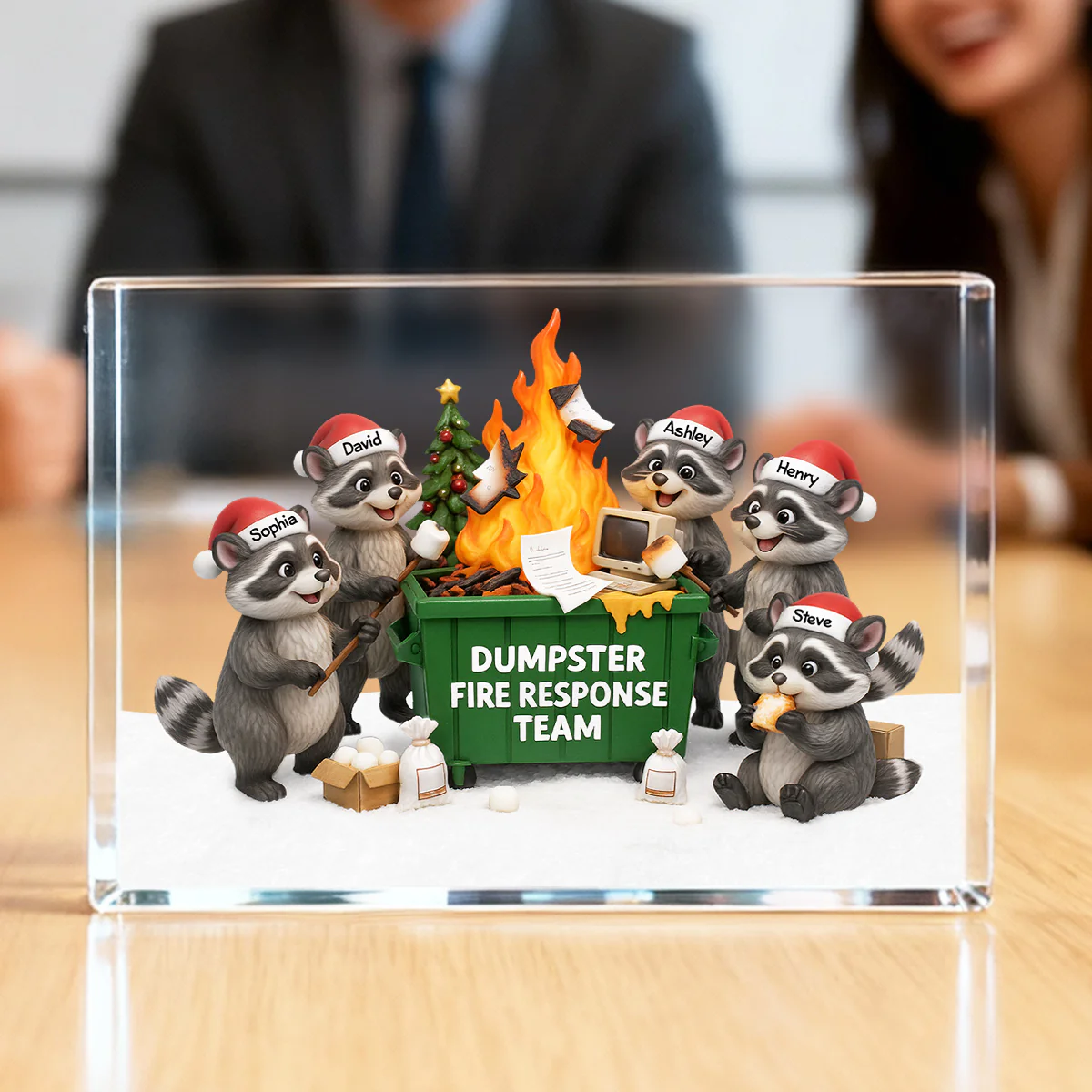 Funny Raccoon Dumpster on Fire Response Team - Personalized Acrylic Block Plaque - Funny Holiday Gift for Coworkers - Image 4