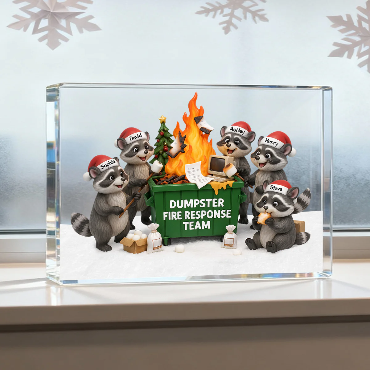 Funny Raccoon Dumpster on Fire Response Team - Personalized Acrylic Block Plaque - Funny Holiday Gift for Coworkers - Image 5