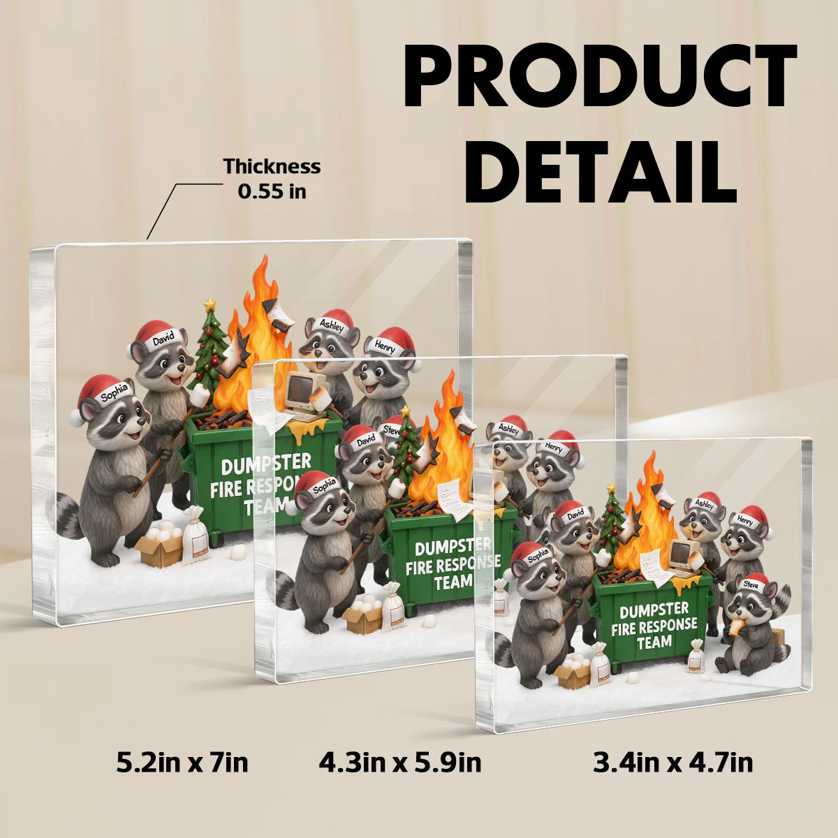 Funny Raccoon Dumpster on Fire Response Team - Personalized Acrylic Block Plaque - Funny Holiday Gift for Coworkers - Image 6