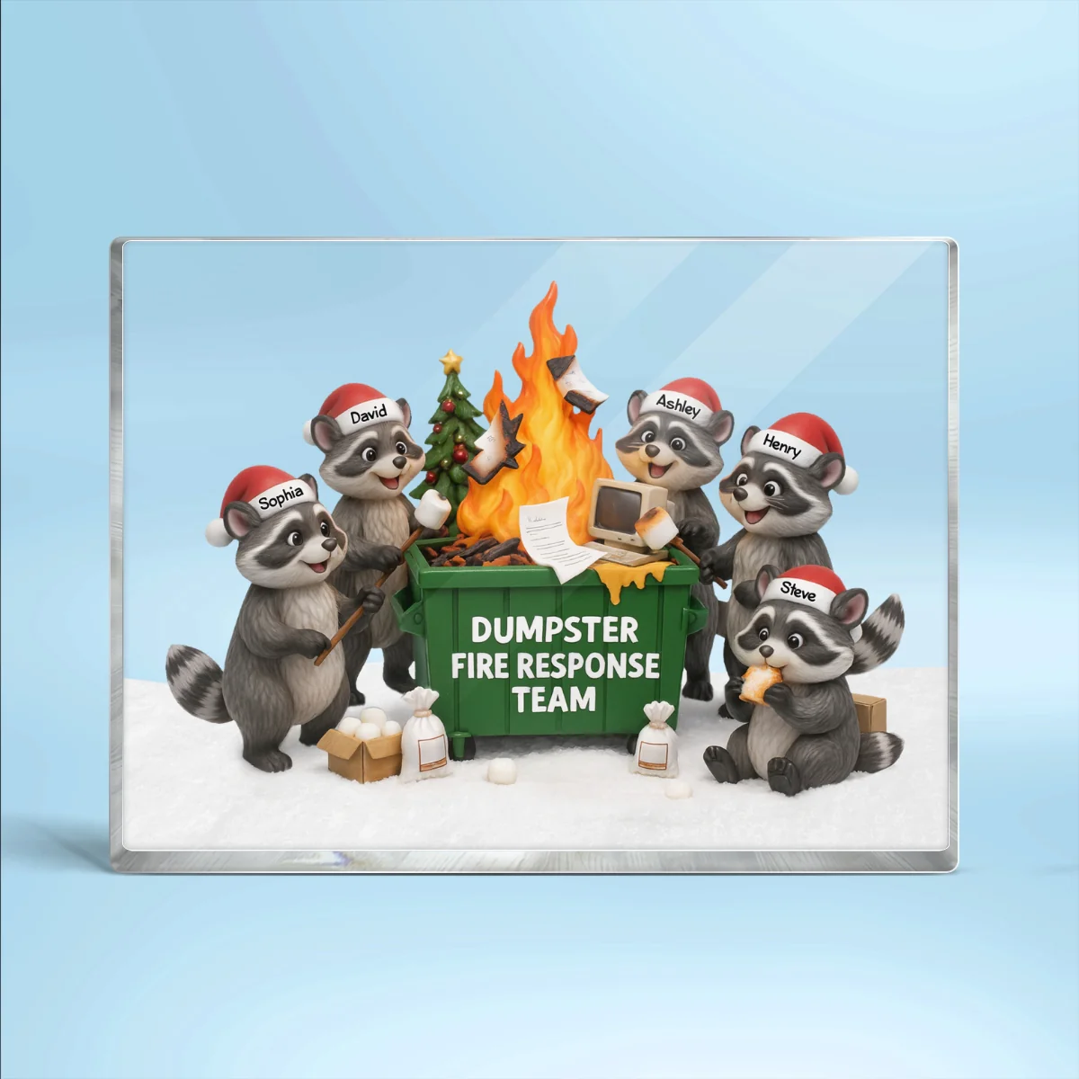 Funny Raccoon Dumpster on Fire Response Team - Personalized Acrylic Block Plaque - Funny Holiday Gift for Coworkers - Image 8