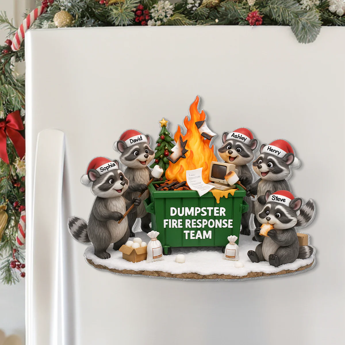 Funny Raccoon Dumpster on Fire Response Team - Personalized Acrylic Fridge Magnet - Funny Holiday Gift for Coworkers - Image 5