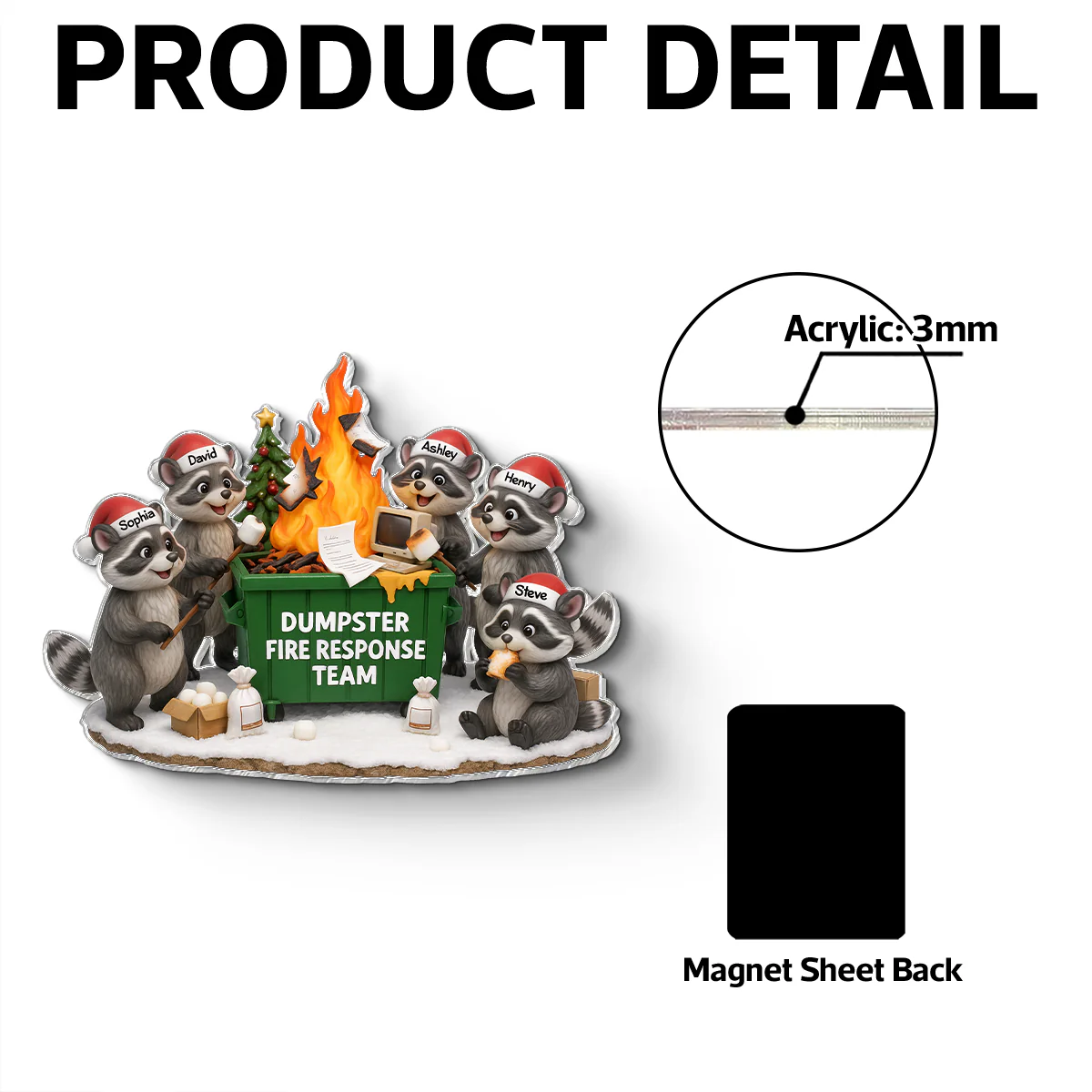 Funny Raccoon Dumpster on Fire Response Team - Personalized Acrylic Fridge Magnet - Funny Holiday Gift for Coworkers - Image 7