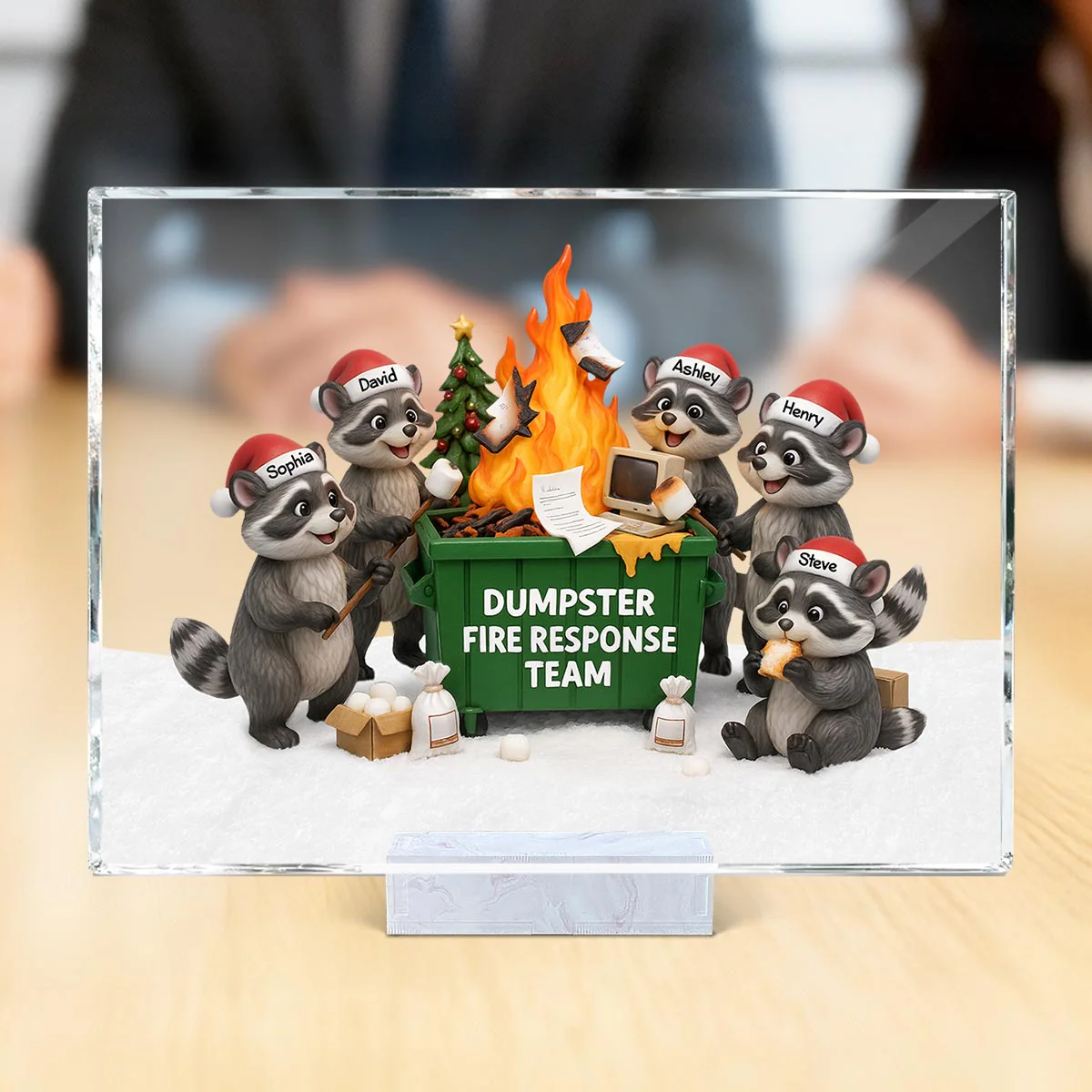 Funny Raccoon Dumpster on Fire Response Team - Personalized Acrylic Plaque - Funny Holiday Gift for Coworkers - Image 4