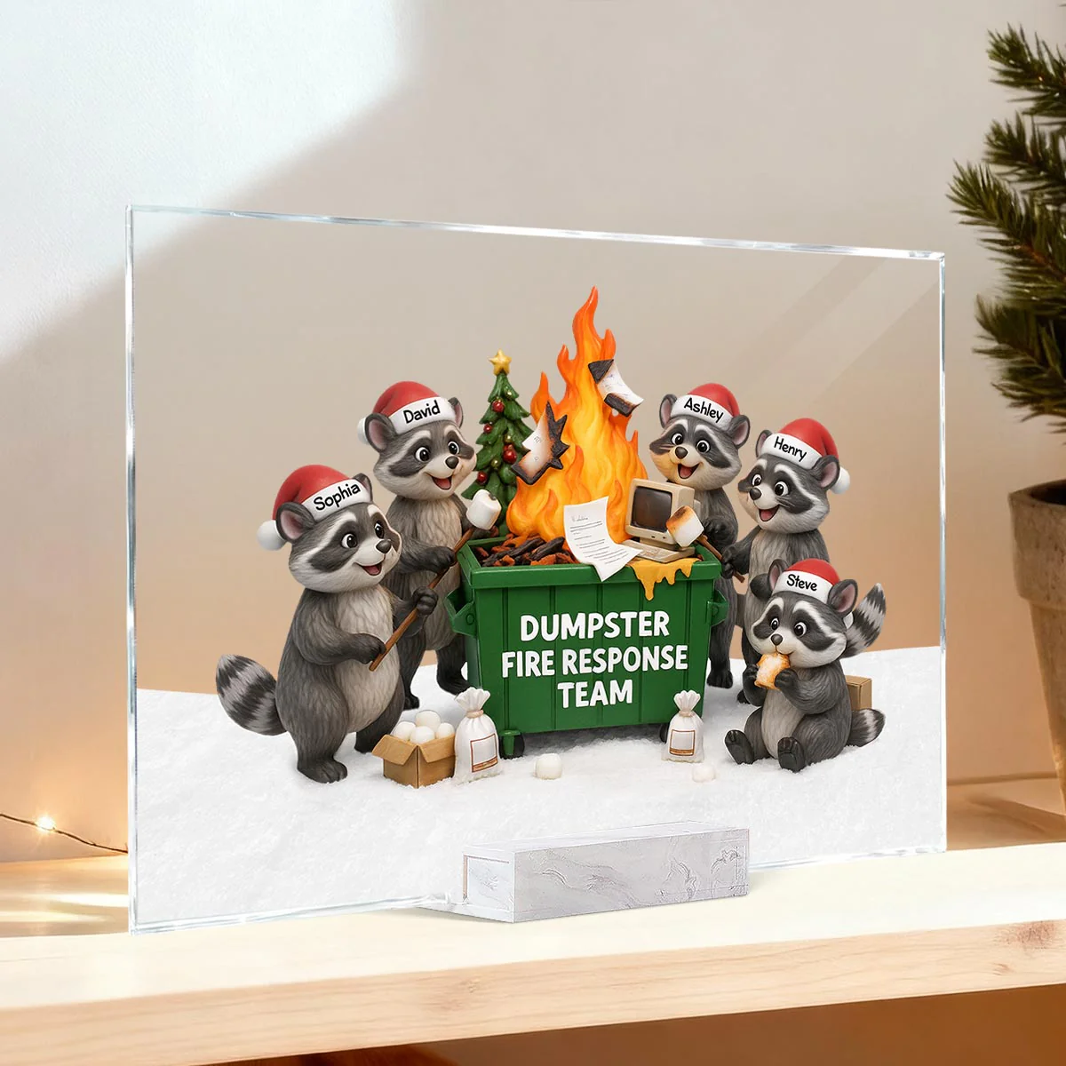 Funny Raccoon Dumpster on Fire Response Team - Personalized Acrylic Plaque - Funny Holiday Gift for Coworkers - Image 5