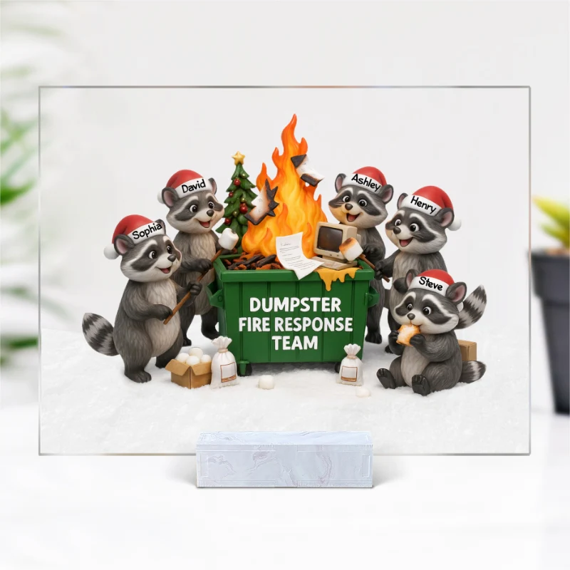 Funny Raccoon Dumpster on Fire Response Team - Personalized Acrylic Plaque - Funny Holiday Gift for Coworkers - Image 6